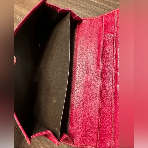 Gucci GG Beige Canvas Long Wallet with Pink Leather Interior Vintage - Picture 10 of 15